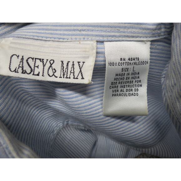 Vtg Casey & Max Blue Pinstripe Animal Print 2pc Set Vest Shirt Sz L Large - Picture 8 of 12